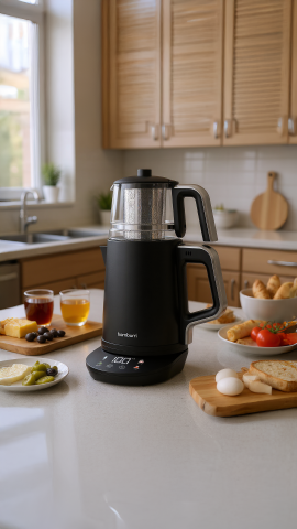 Zelda Digit - Cam Hazneli Çay Makinesi Siyah