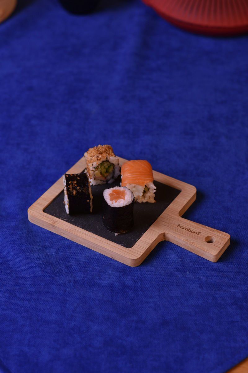 Lina - Bambu Altlıklı Taş Servis Tabağı