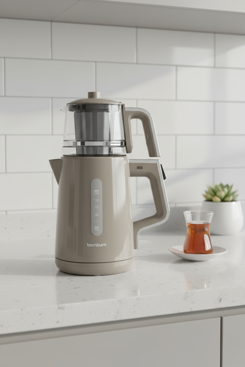 Force - Cam Demlikli Çay Makinesi Bej