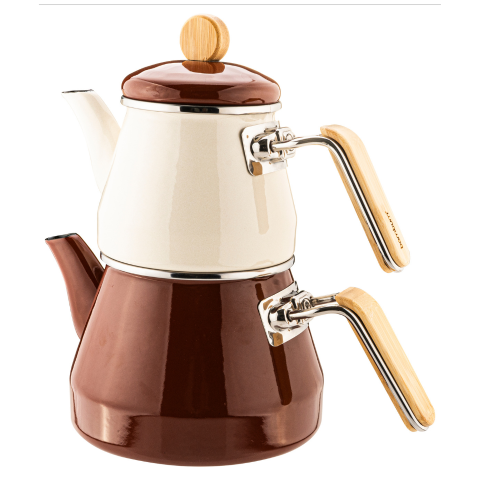 Lumino - Bambu Kulplu Çaydanlık Takımı Kahverengi