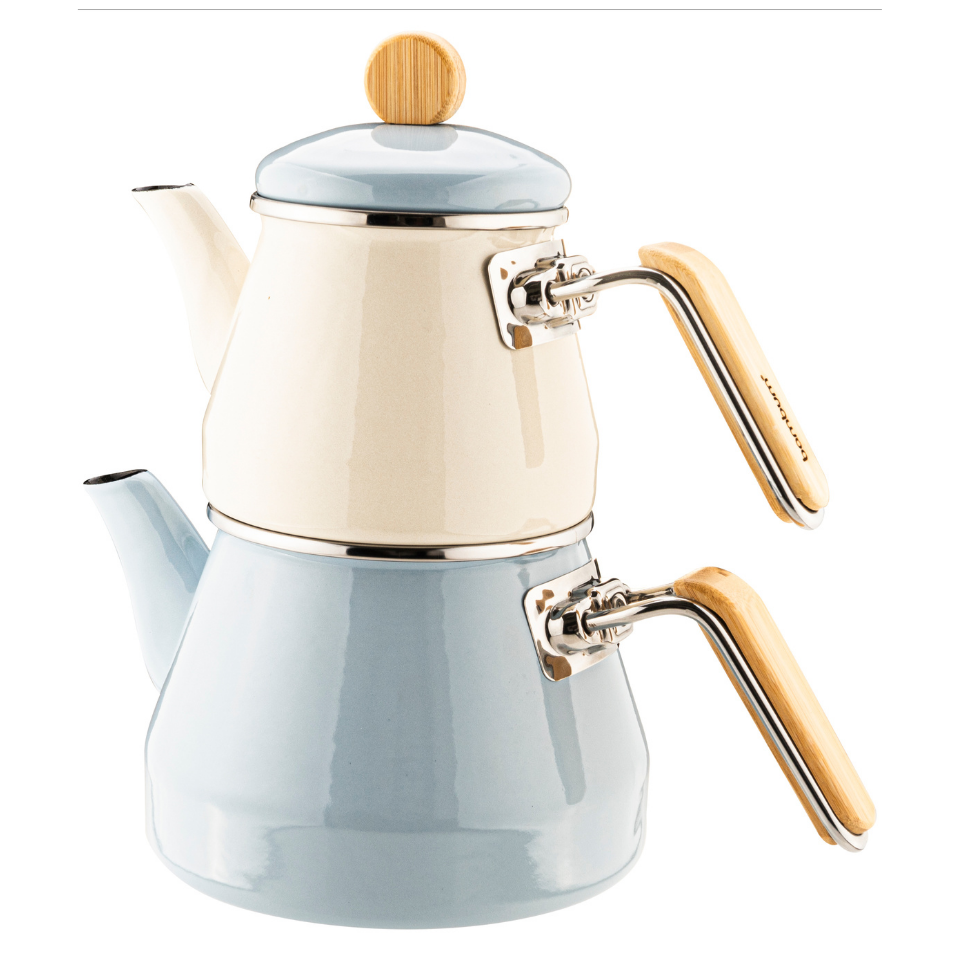 Lumino - Bambu Kulplu Çaydanlık Takımı Mavi