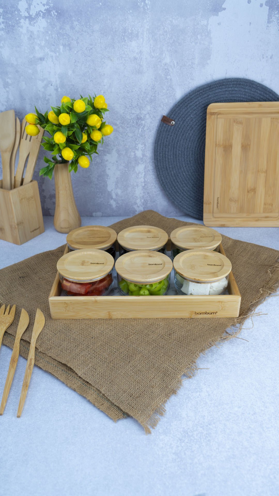 Duo - 13 Parça Cam Kahvaltılık Mermer Desenli