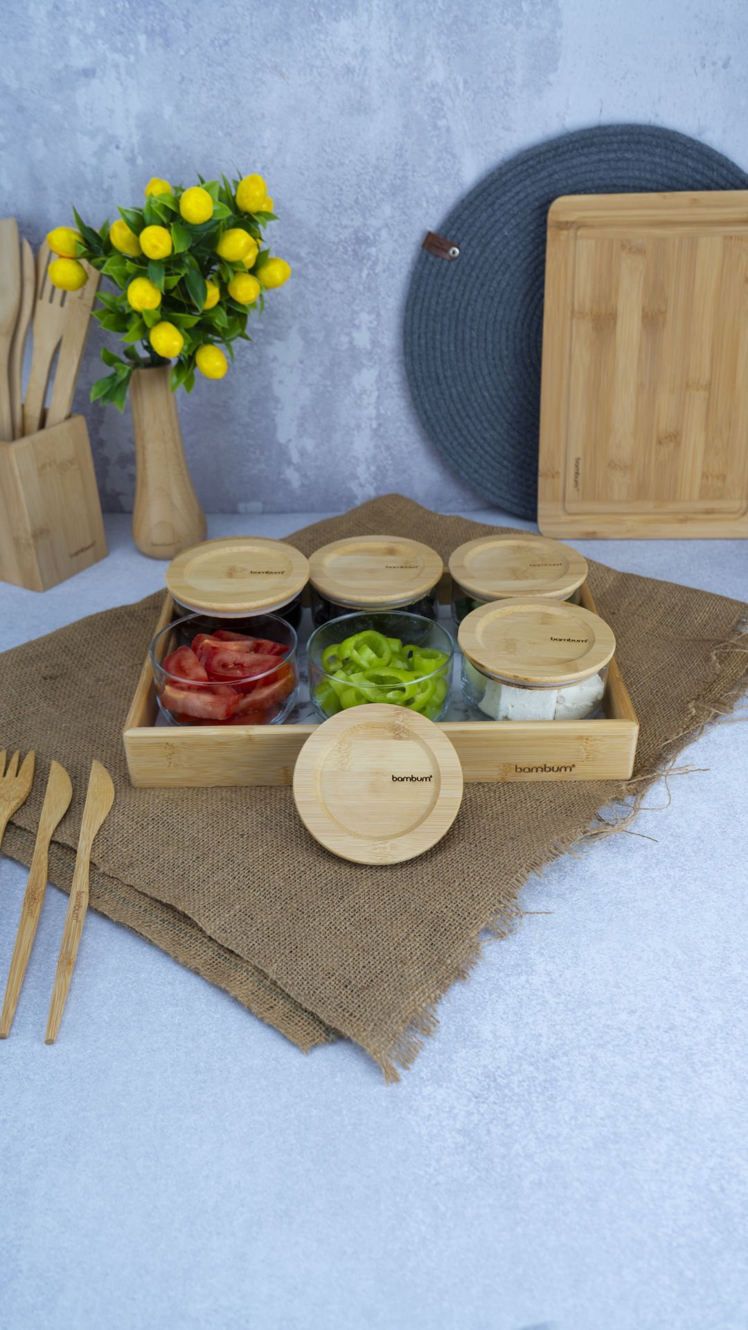 Duo - 13 Parça Cam Kahvaltılık Mermer Desenli