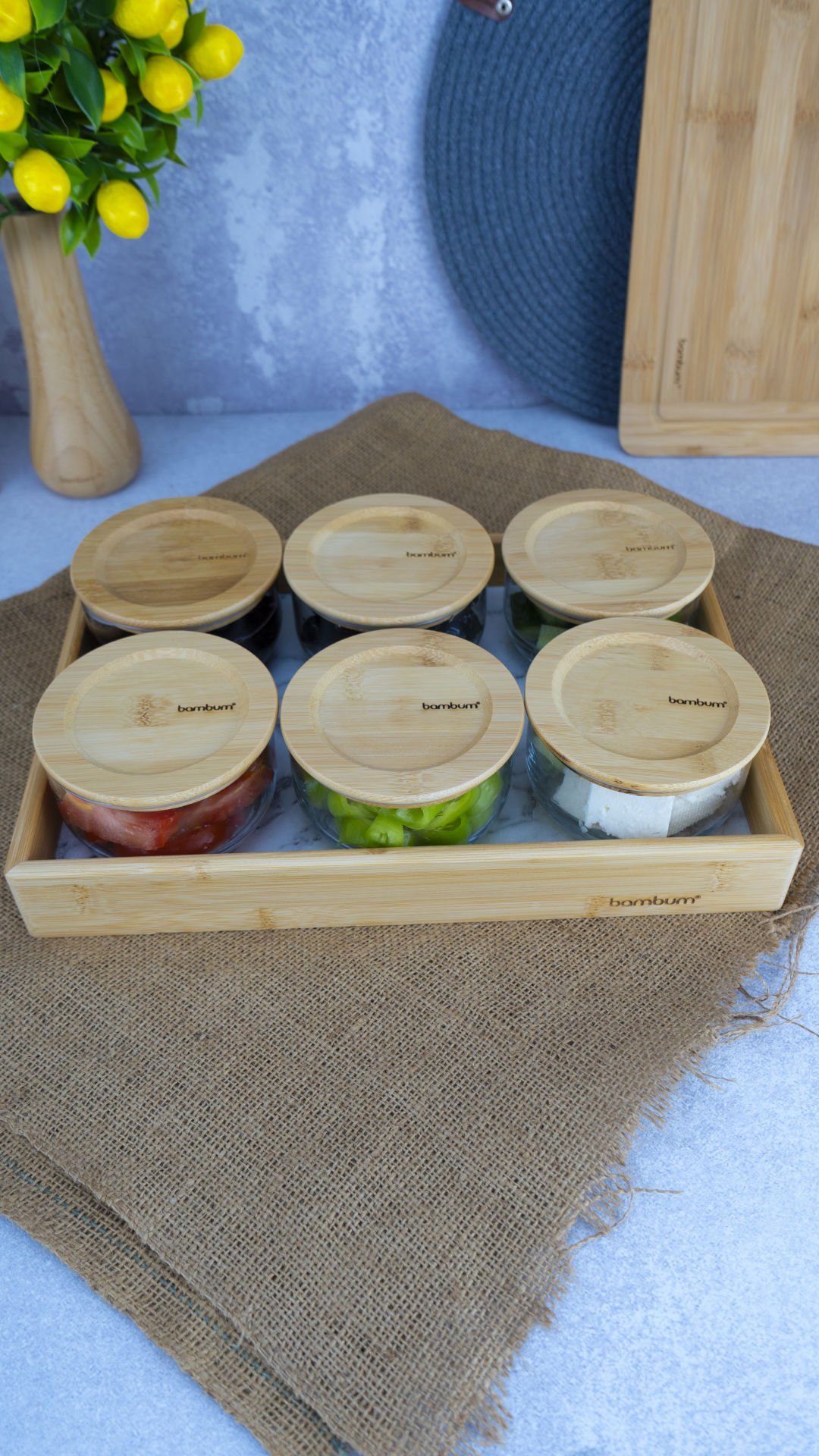 Duo - 13 Parça Cam Kahvaltılık Mermer Desenli