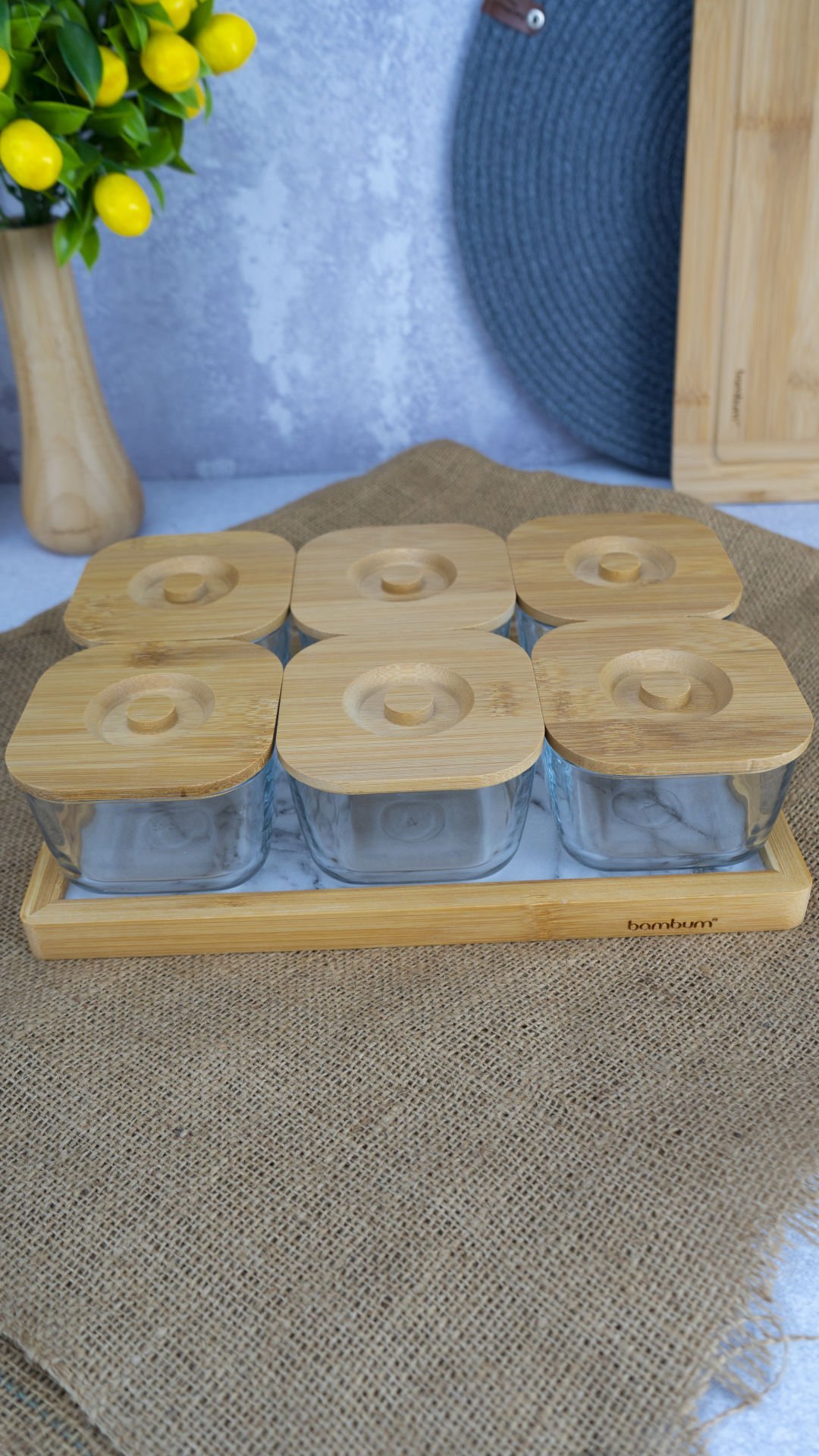 Krosna - 13 Parça Aile Kahvaltılık Mermer Desenli