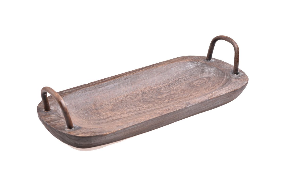 Bavola - Kulplu Tepsi Oval Büyük