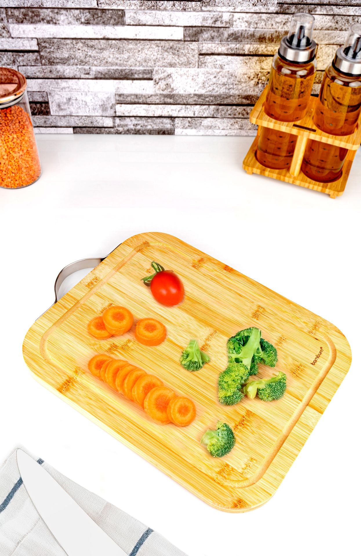 Zoe  Çelik Kulplu Kesme Tahtası