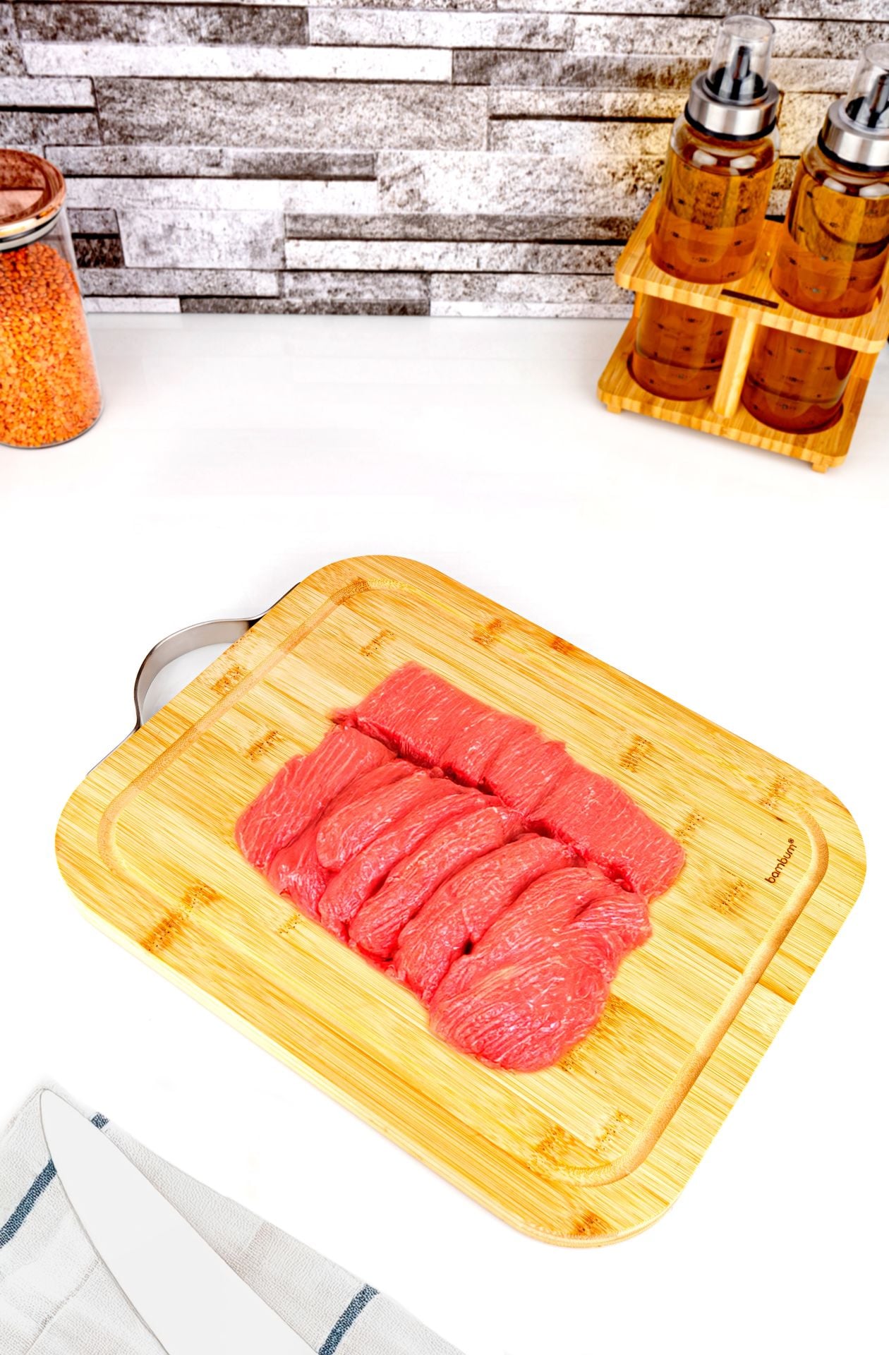 Zoe  Çelik Kulplu Kesme Tahtası