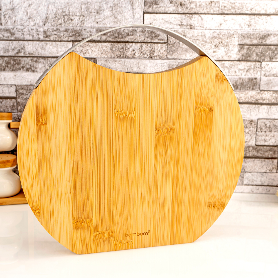 Zoe  Çelik Kulplu Kesme Tahtası Yuvarlak Küçük