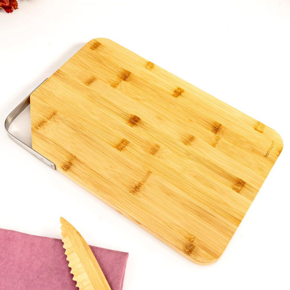 Zoe - Çelik Kulplu Kesme Tahtası Dikdörtgen Büyük