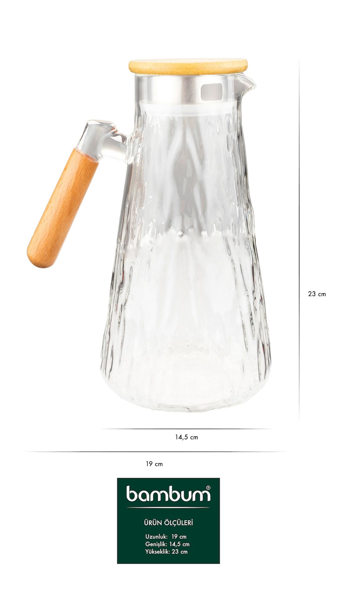 Buzul - Bambu Kapaklı Cam Sürahi