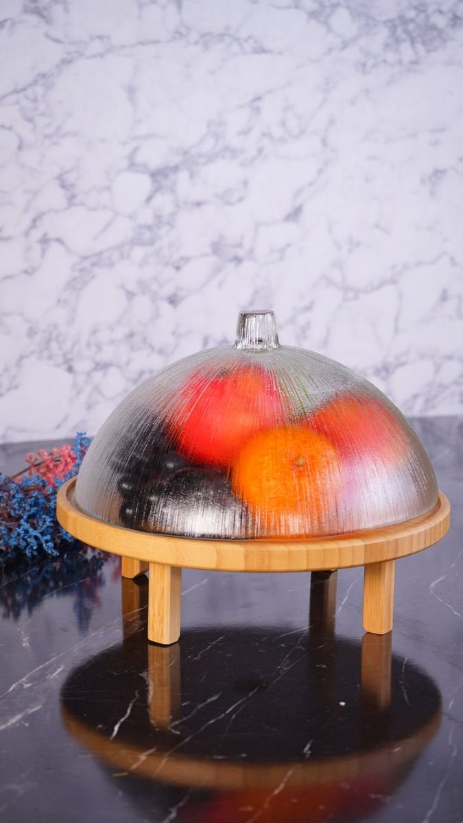 Kuga - Cam kapaklı Kek Fanusu Ayaklı 30 cm