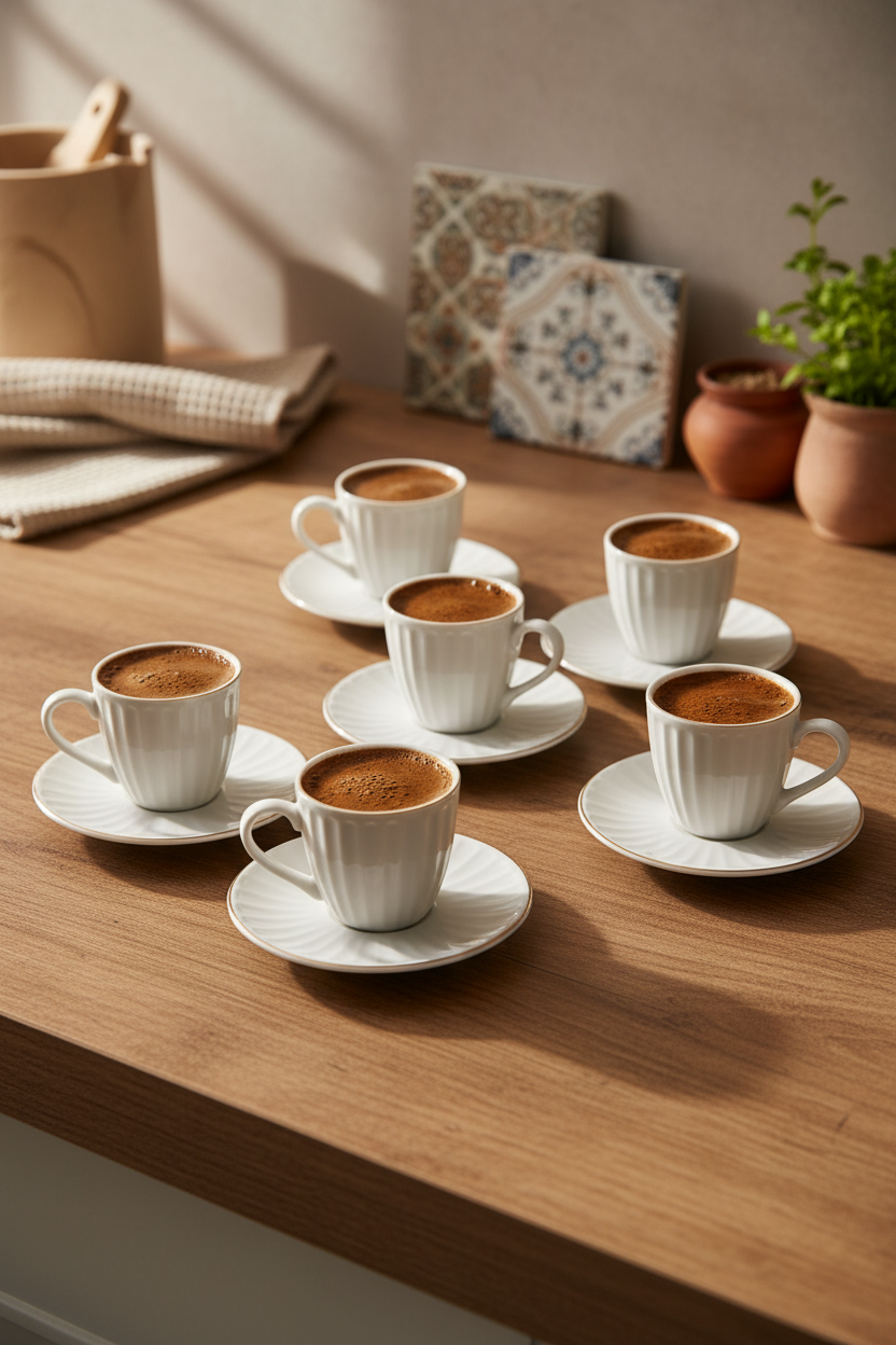 Karizma - 6 Kişilik Kahve Fincan Takımı Gold