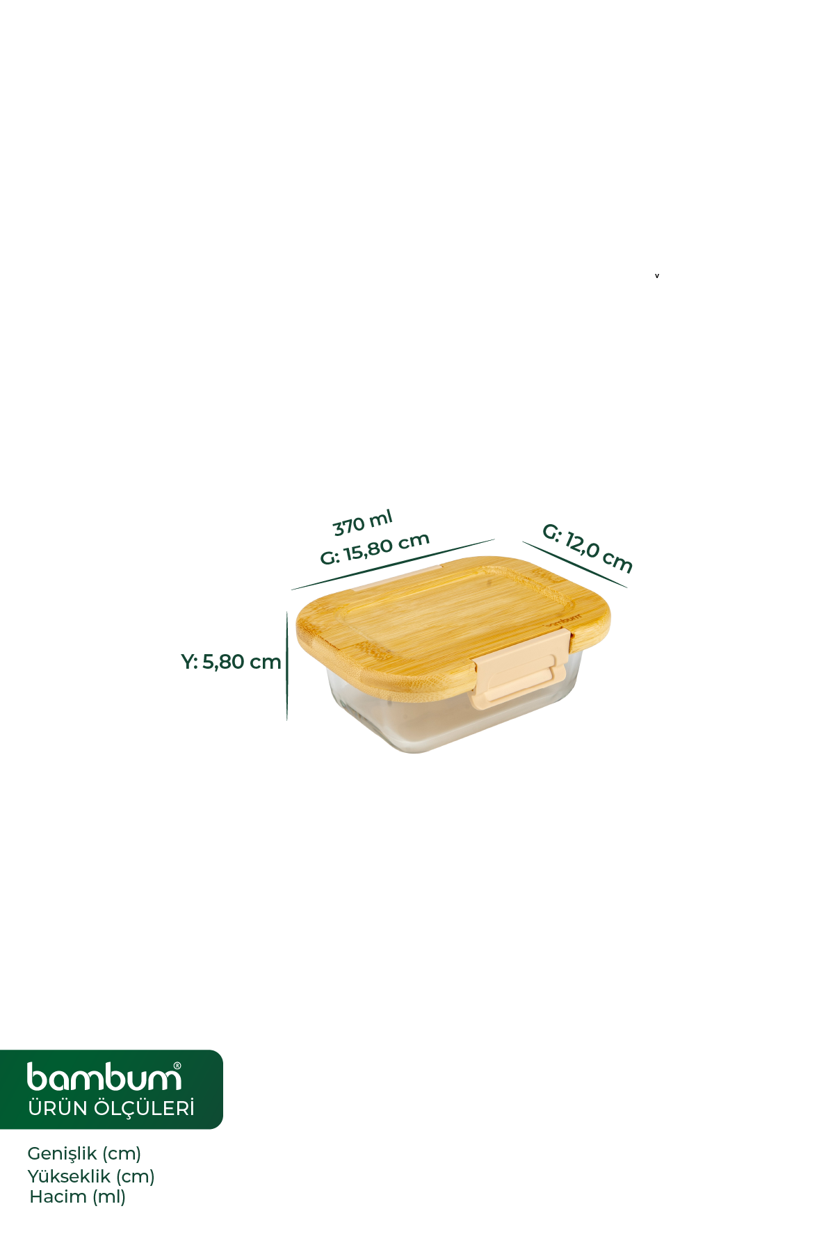 Satina - Dikdörtgen  Kilitli Cam Saklama Kabı 370 ml