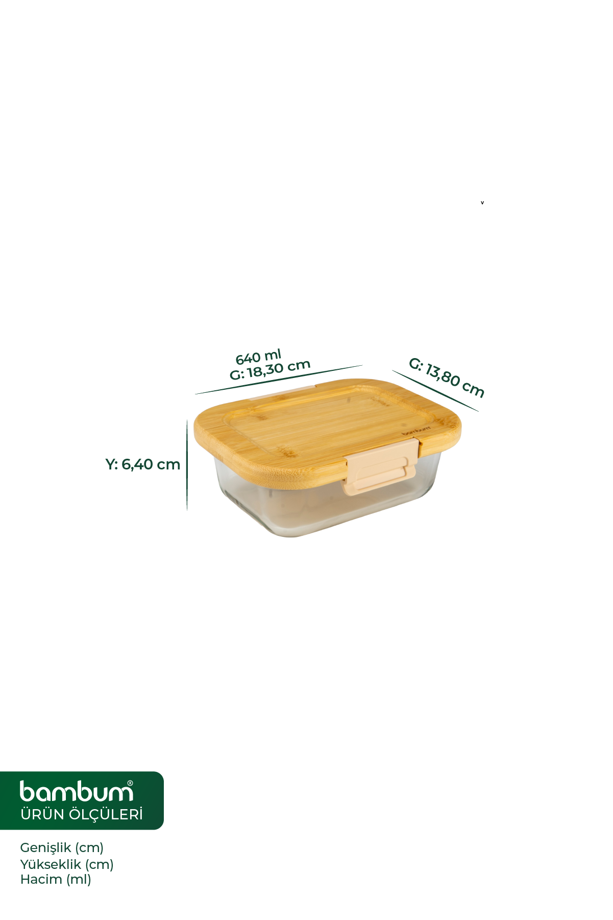 Satina - Dikdörtgen  Kilitli Cam Saklama Kabı 640 ml