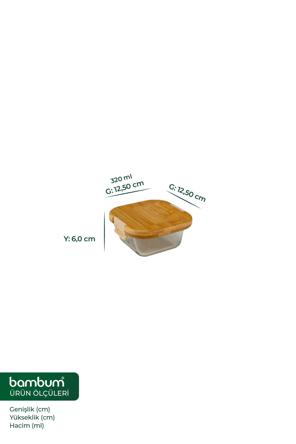 Patina - Kare Kilitli Cam Saklama Kabı 320 ml