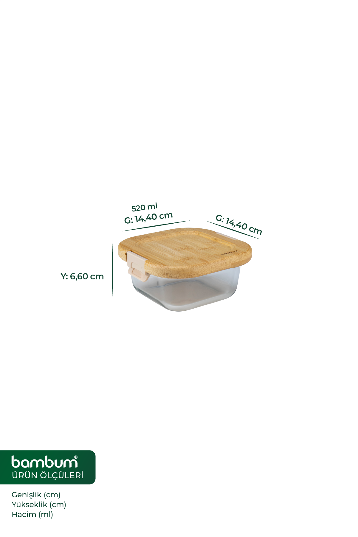 Patina - Kare Kilitli Cam Saklama Kabı 520 ml