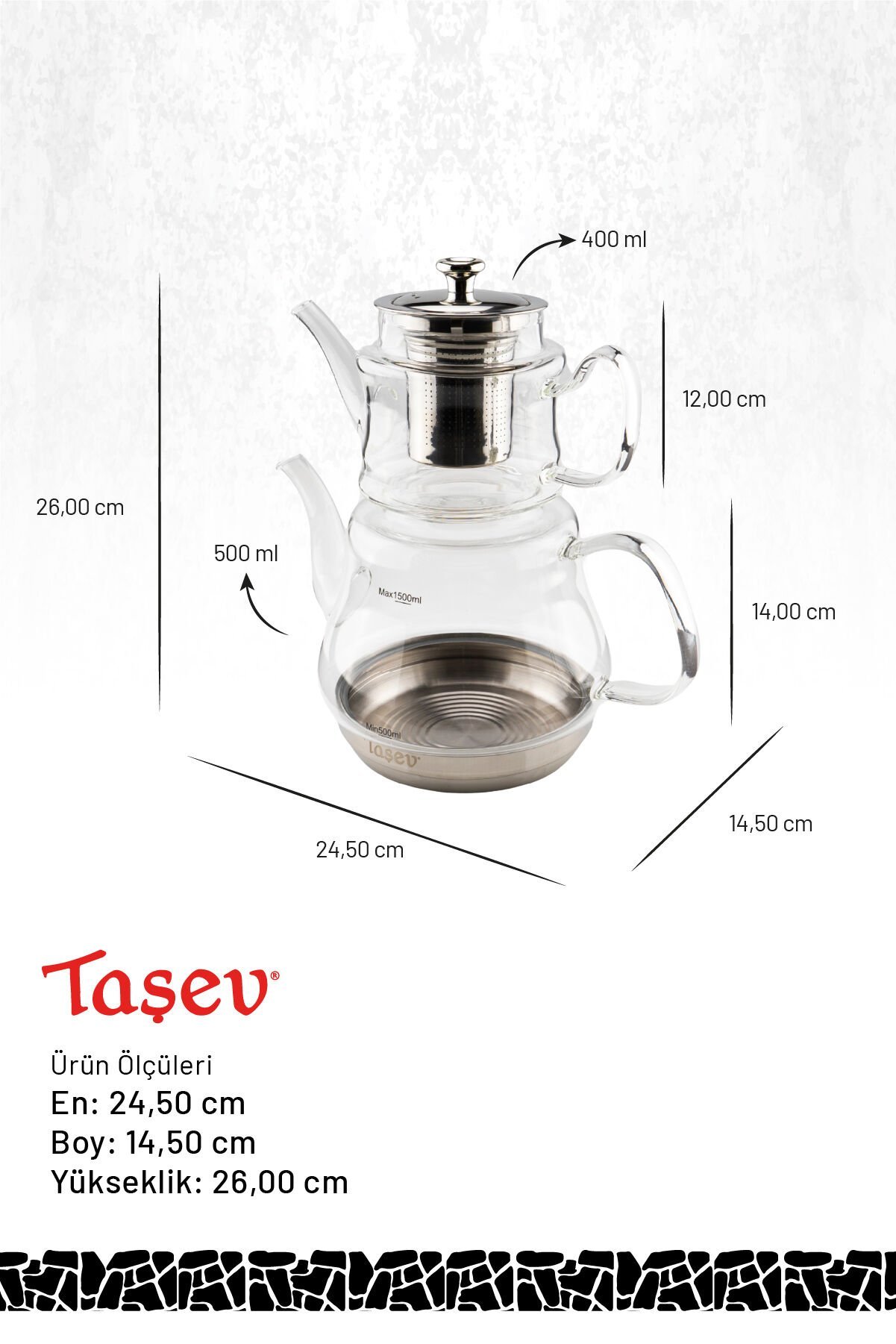 Dramor - Çelik İndüksiyon Tabanlı Cam Çaydanlık