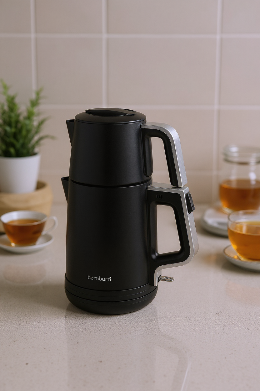 Force - Çelik Demlikli Çay Makinesi Siyah