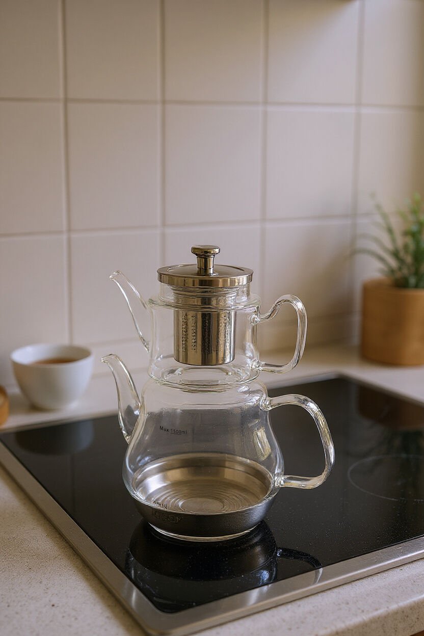 Dramor - Çelik İndüksiyon Tabanlı Cam Çaydanlık