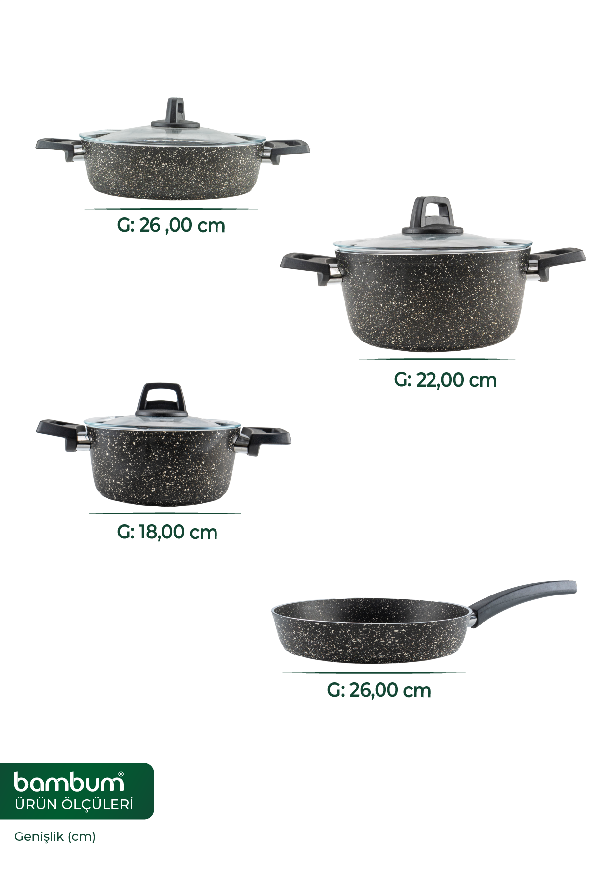 Scarlett - 7 Parça Granit Tencere Seti Siyah