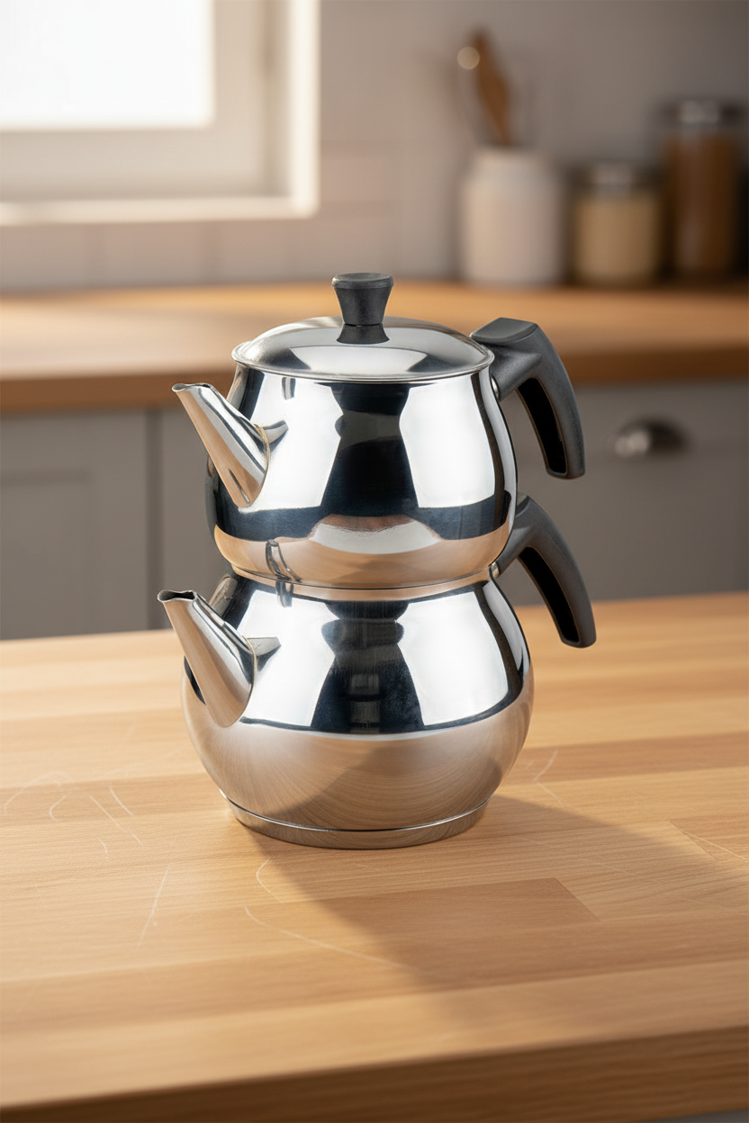 Velantra - Çelik Çaydanlık Takımı Siyah