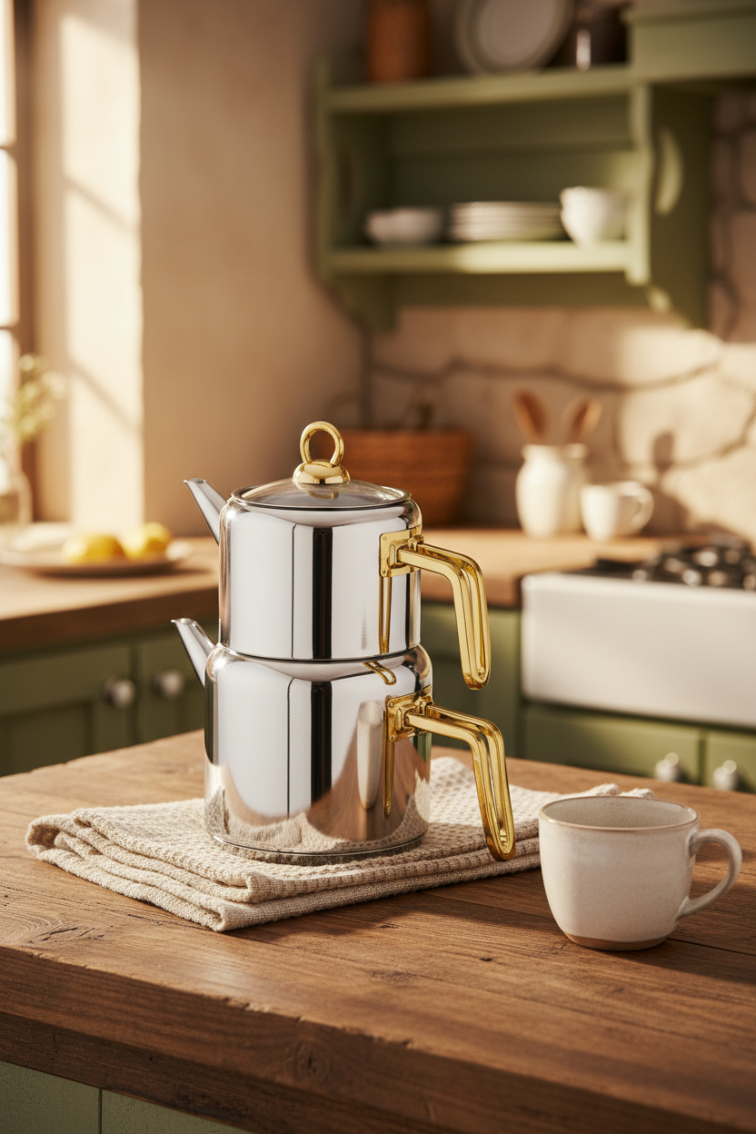 Thales - Çelik Çaydanlık Takımı Gold