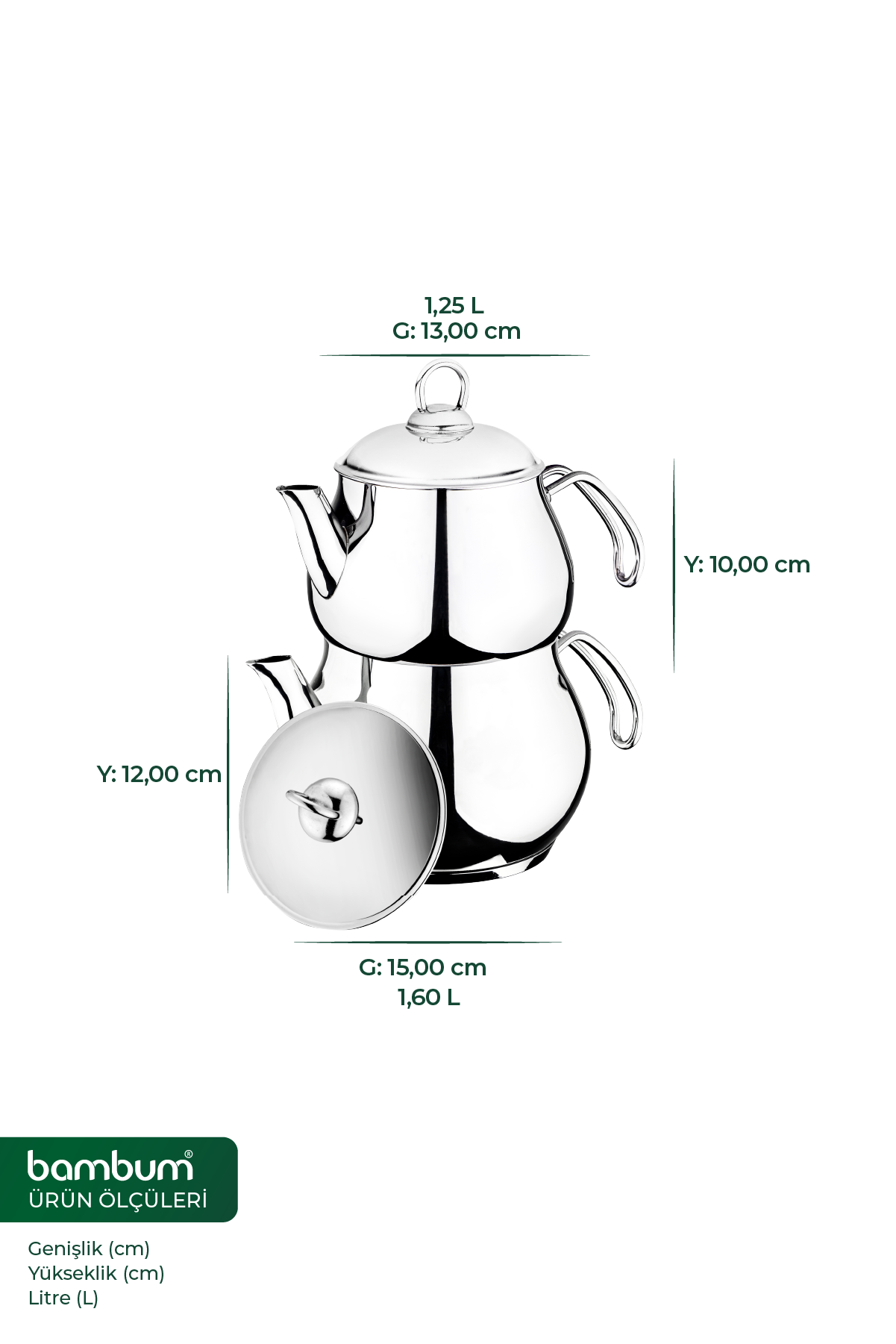 Solid - Çelik Kulplu Çelik Çaydanlık Takımı