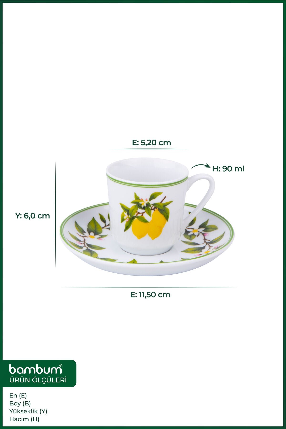 Moderna 6 Kişilik Fincan Takımı Limon