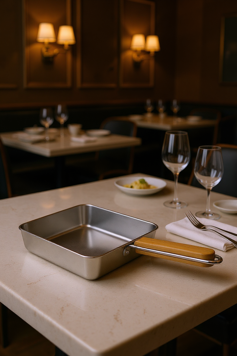 Cesta - Bambu Saplı Çelik Sunum Tavası Kare Orta