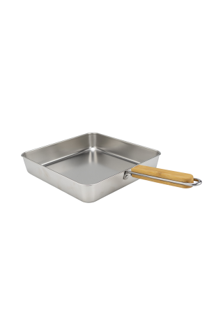 Cesta - Bambu Saplı Çelik Sunum Tavası Kare Büyük