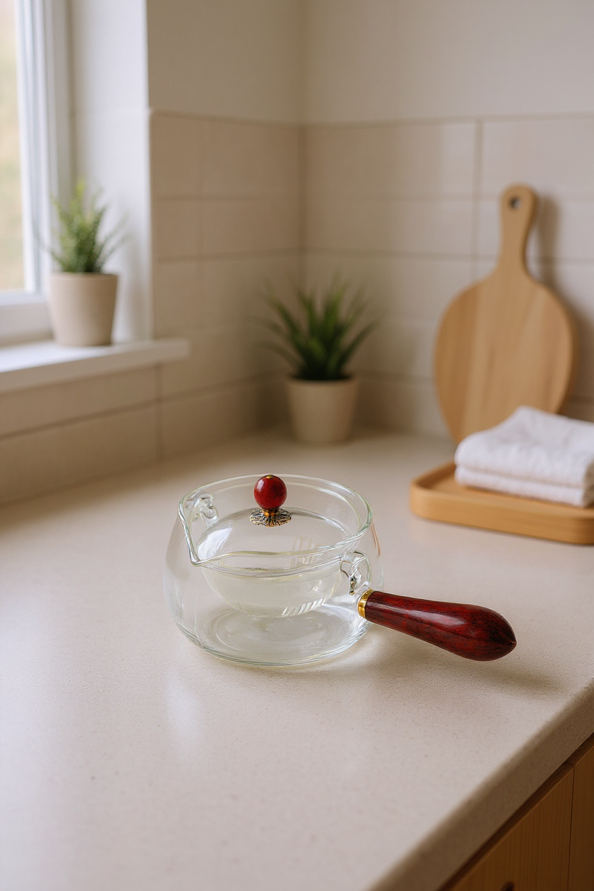 Shen - Ahşap Saplı Cam Demlik