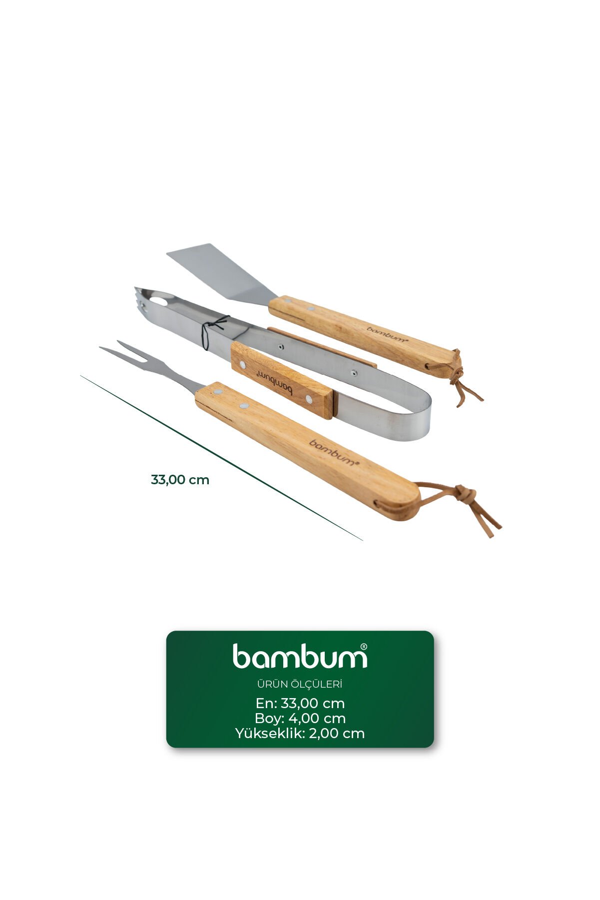 Arkansas - 3 Parça Barbekü Seti 33cm