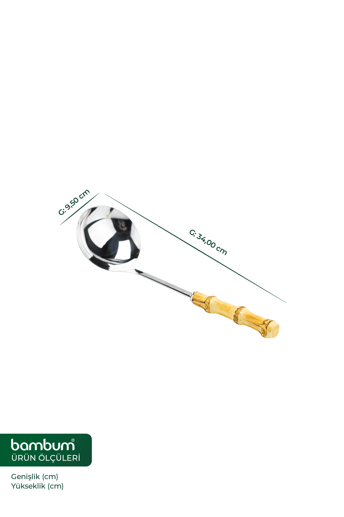 Mundo - Bambu Saplı Kepçe - 34-9,5cm