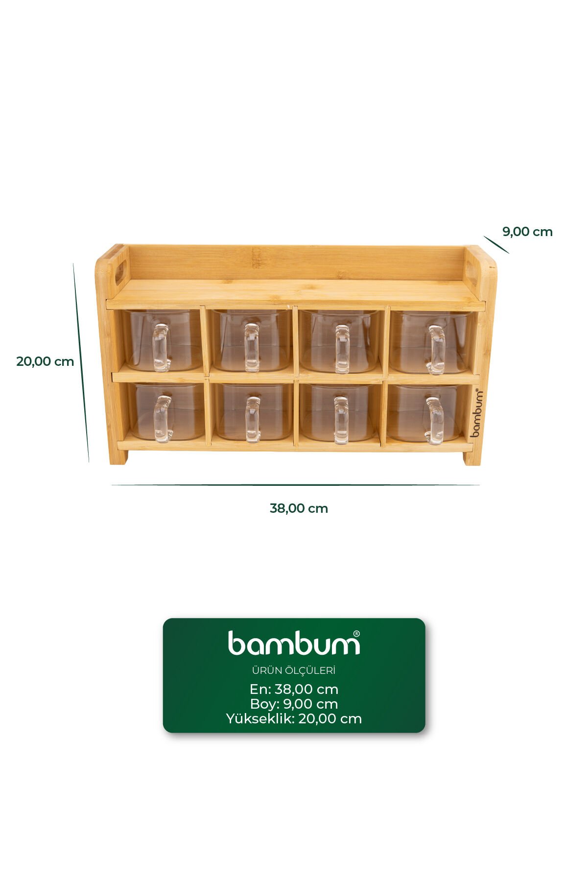 Tier - Bambu Cam 8'li Baharatlık Seti