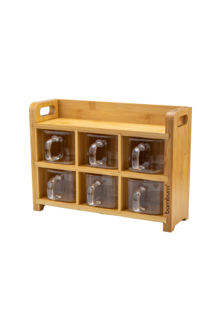 Tier - Bambu Cam 6'lı Baharatlık Seti