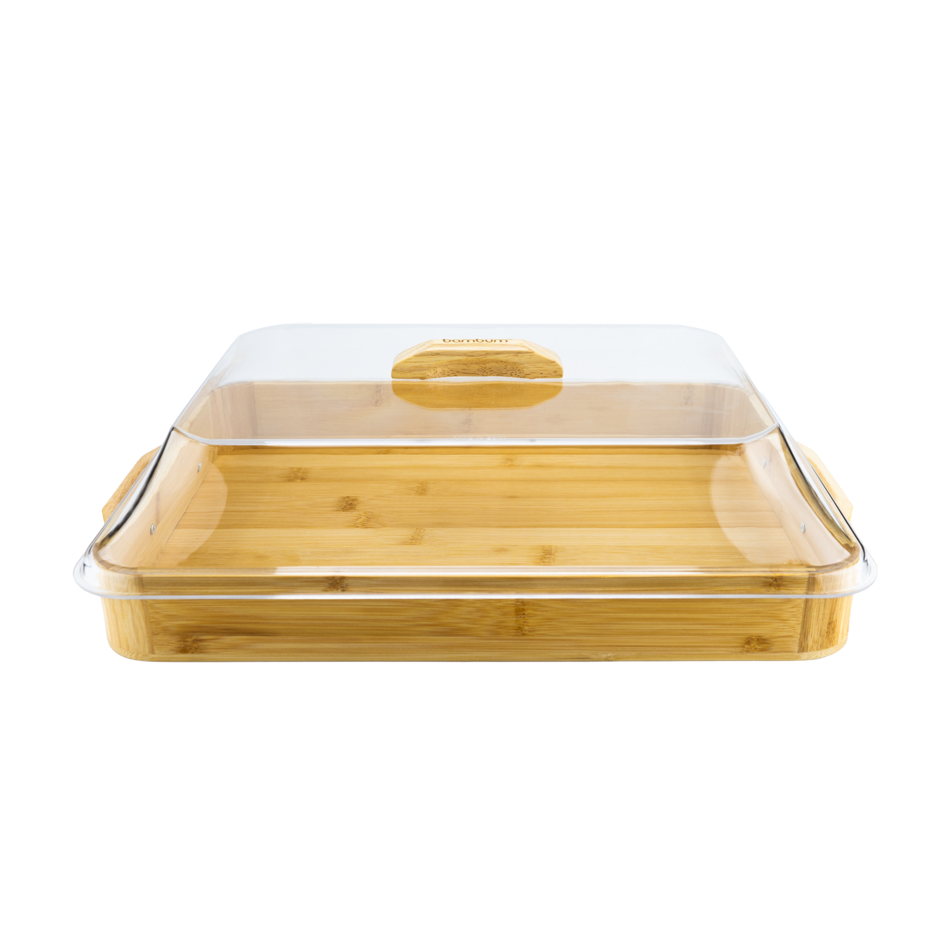 Modica - Akrilik Kapaklı Bambu Kek Fanusu Dikdörtgen Küçük