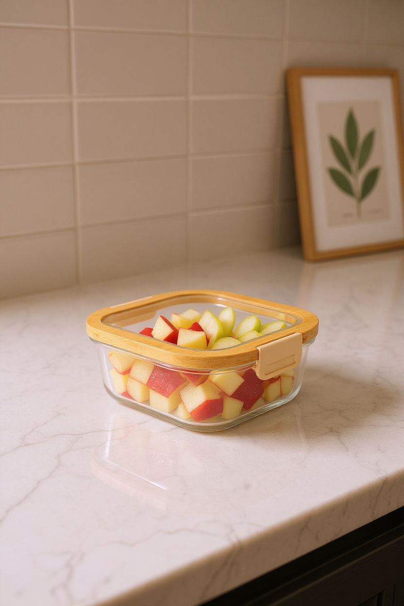 Poira - Cam Kapaklı Kilitli Cam Saklama Kabı 1100 ml