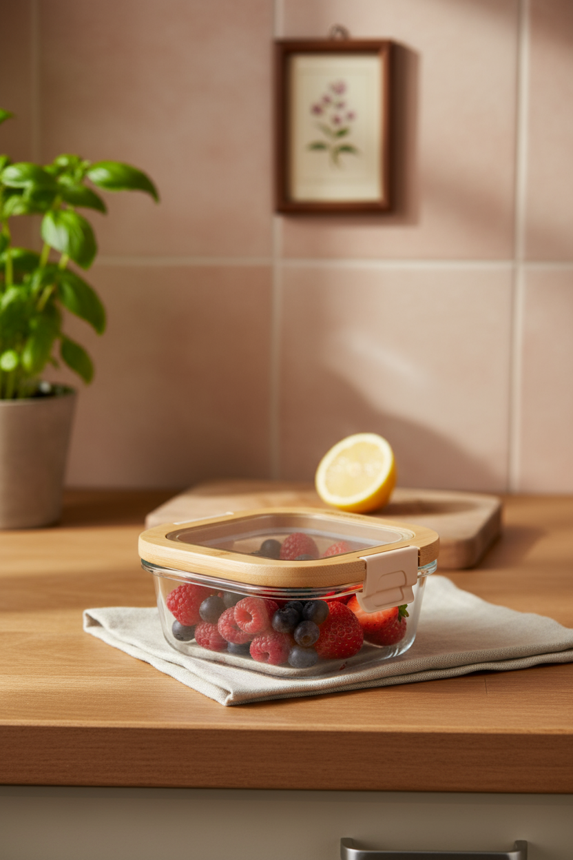 Poira - Cam Kapaklı Kilitli Cam Saklama Kabı 520 ml