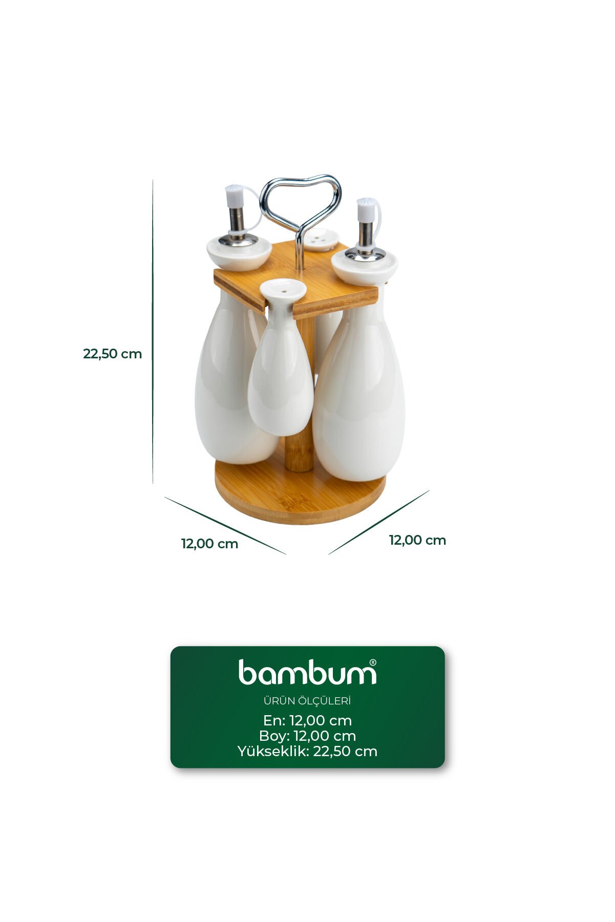 Tiago - Bambu Standlı Yağlık Sirkelik Tuzluk ve Biberlik