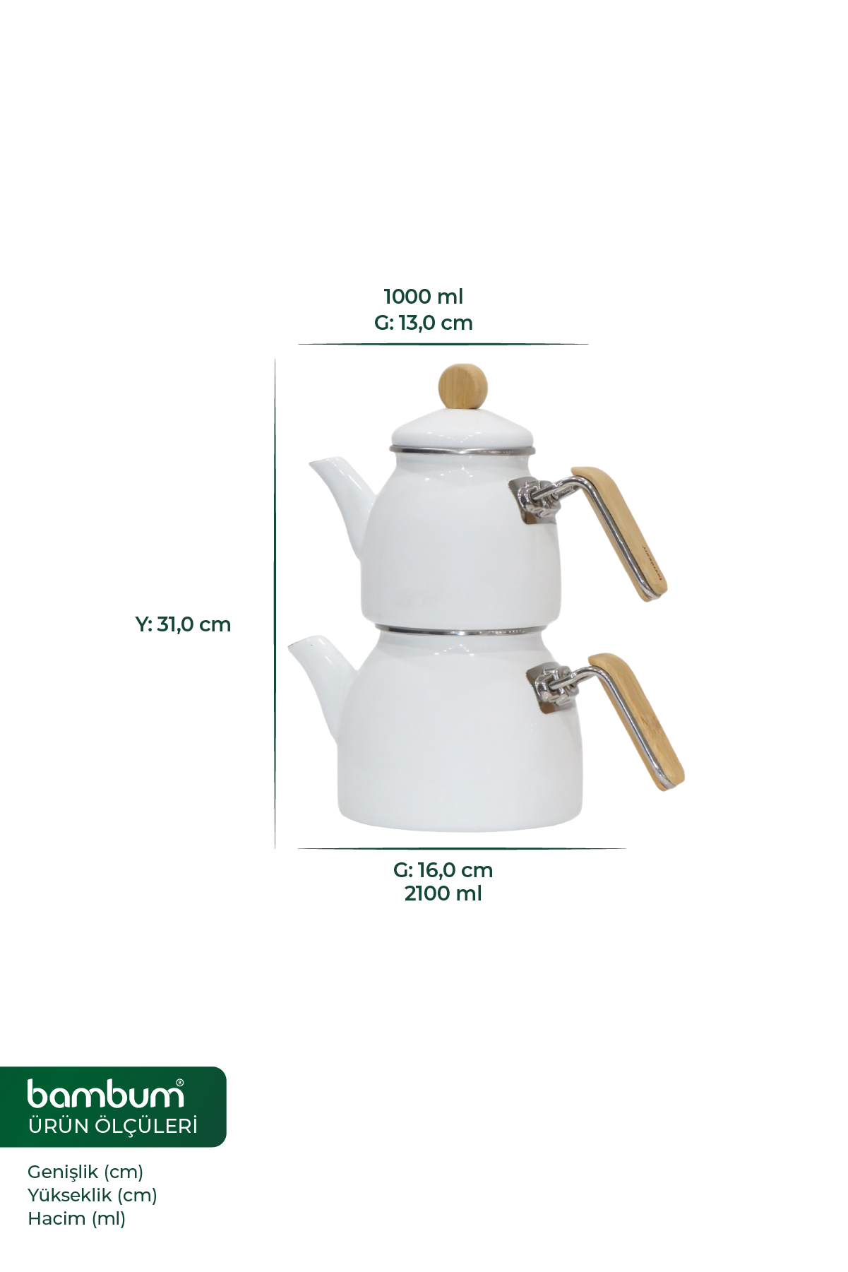 Sultan - Bambu Kulplu Çaydanlık Takımı Beyaz