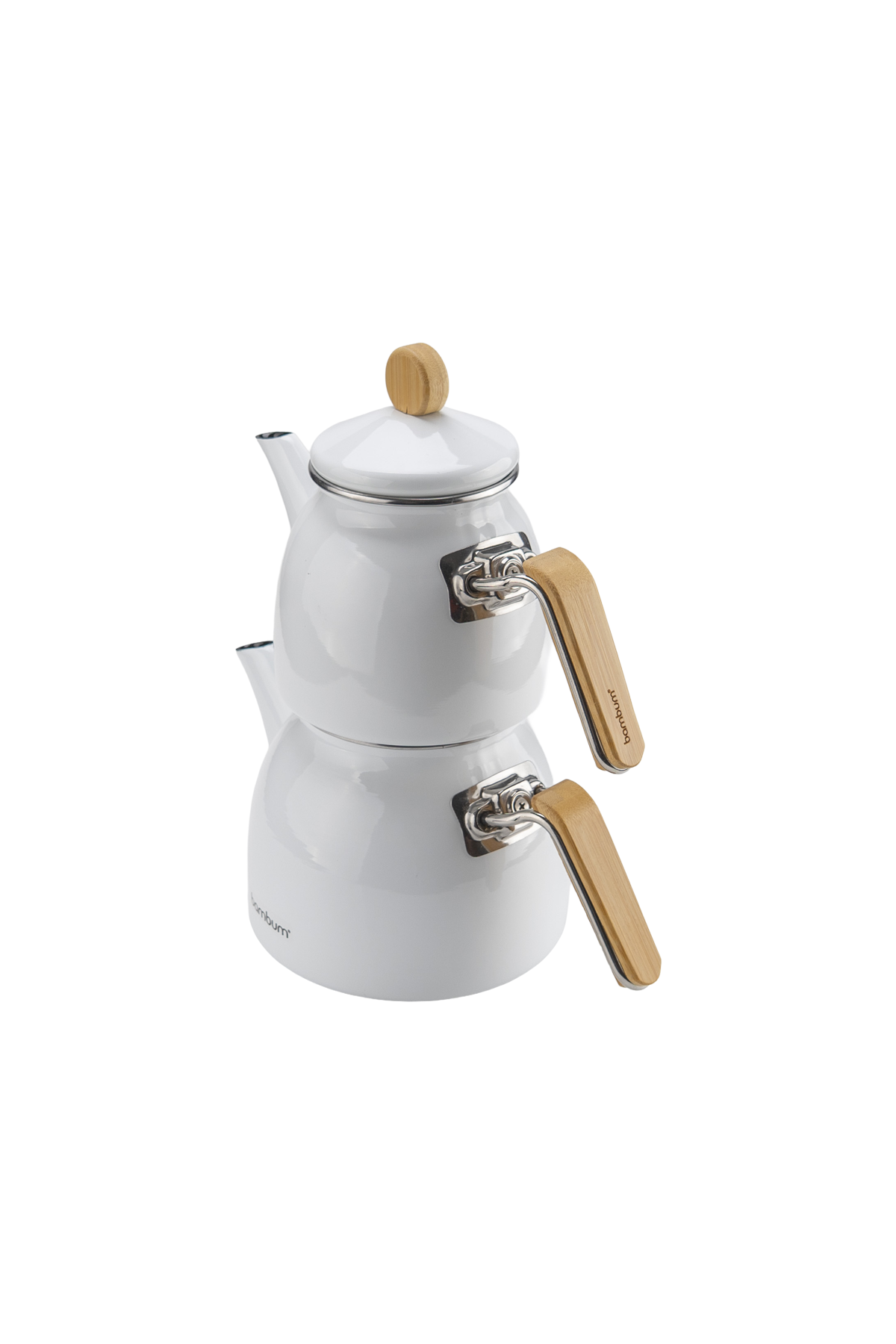 Sultan - Bambu Kulplu Çaydanlık Takımı Beyaz