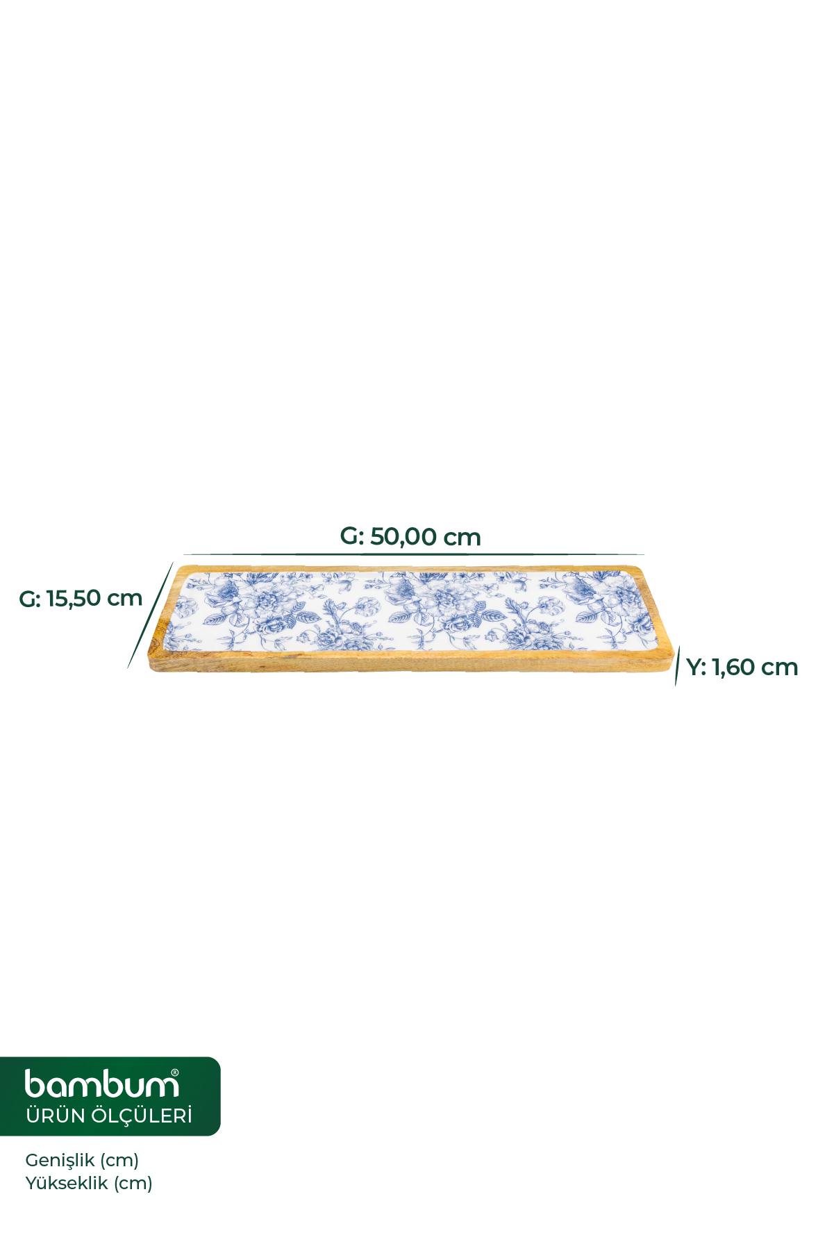 Gura - Dikdörtgen Tepsi Gül Büyük