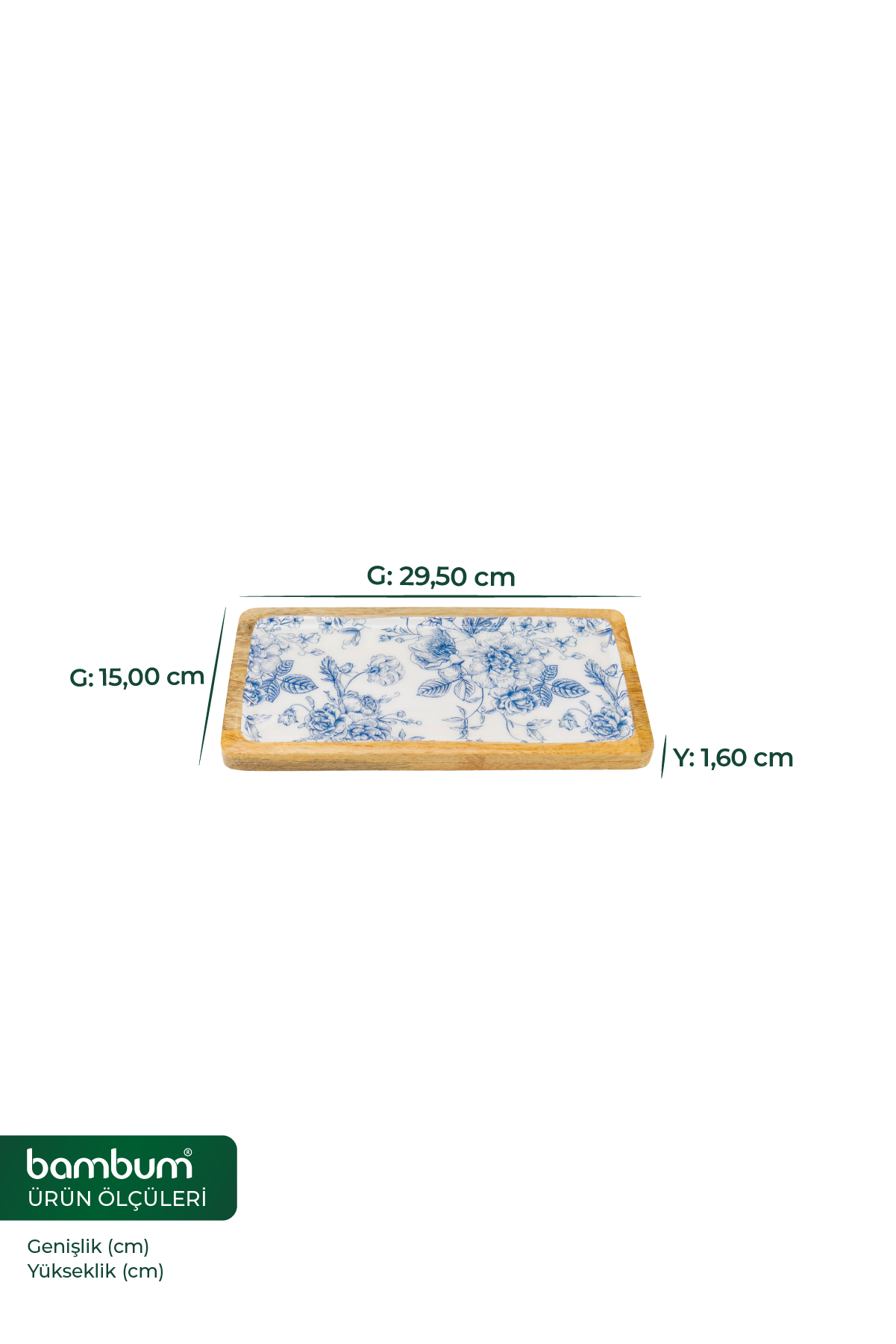 Gura - Dikdörtgen Tepsi Gül Küçük