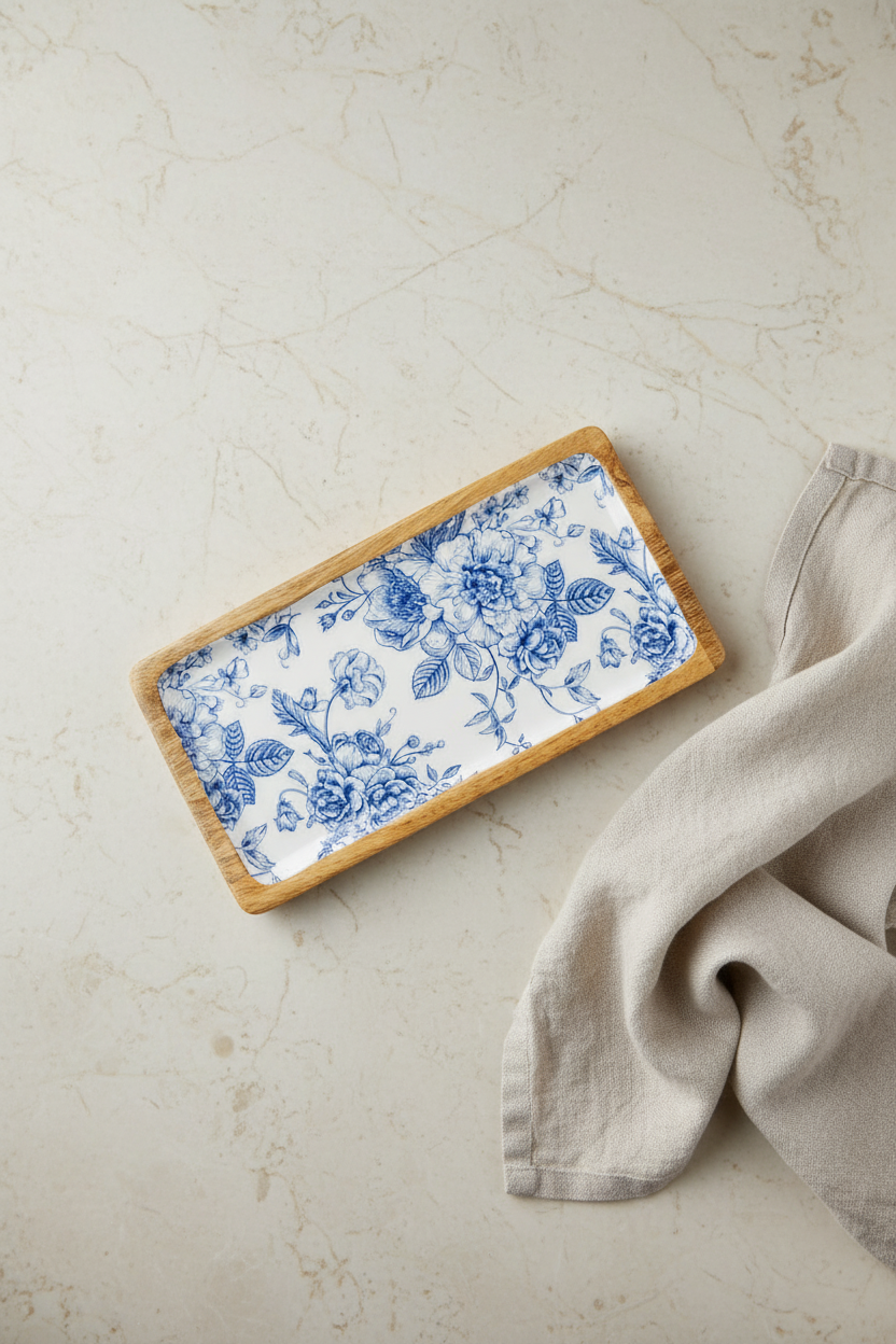 Gura - Dikdörtgen Tepsi Gül Küçük