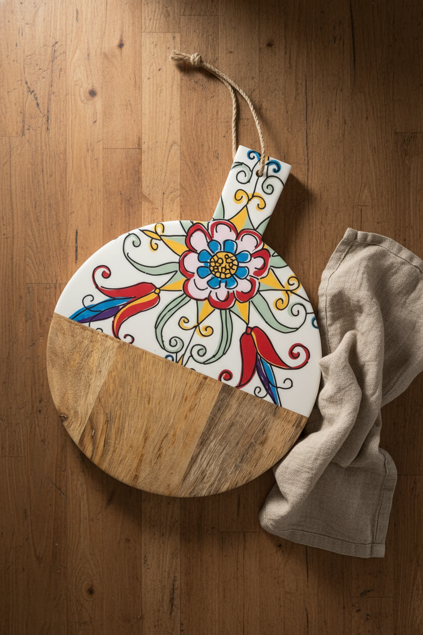 Gura - Yuvarlak Kesme Tahtası Lale