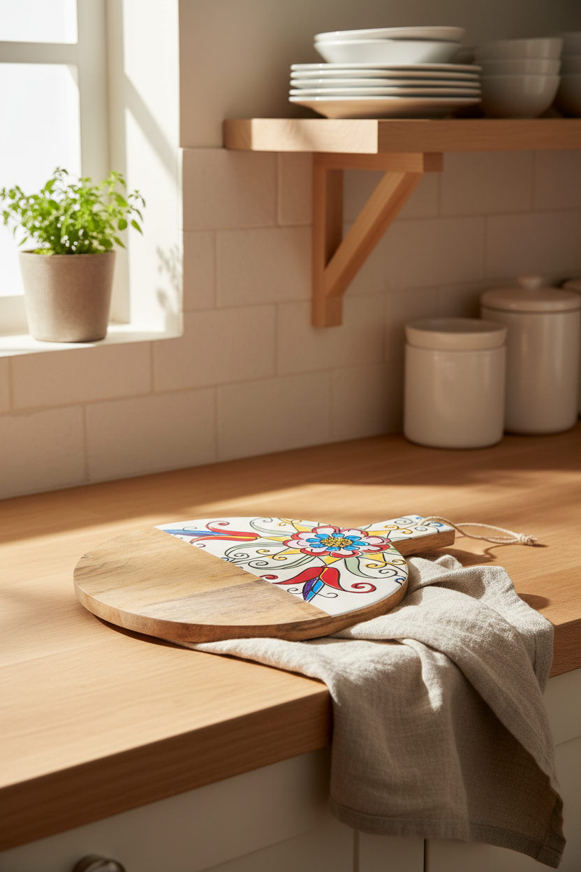 Gura - Yuvarlak Kesme Tahtası Lale