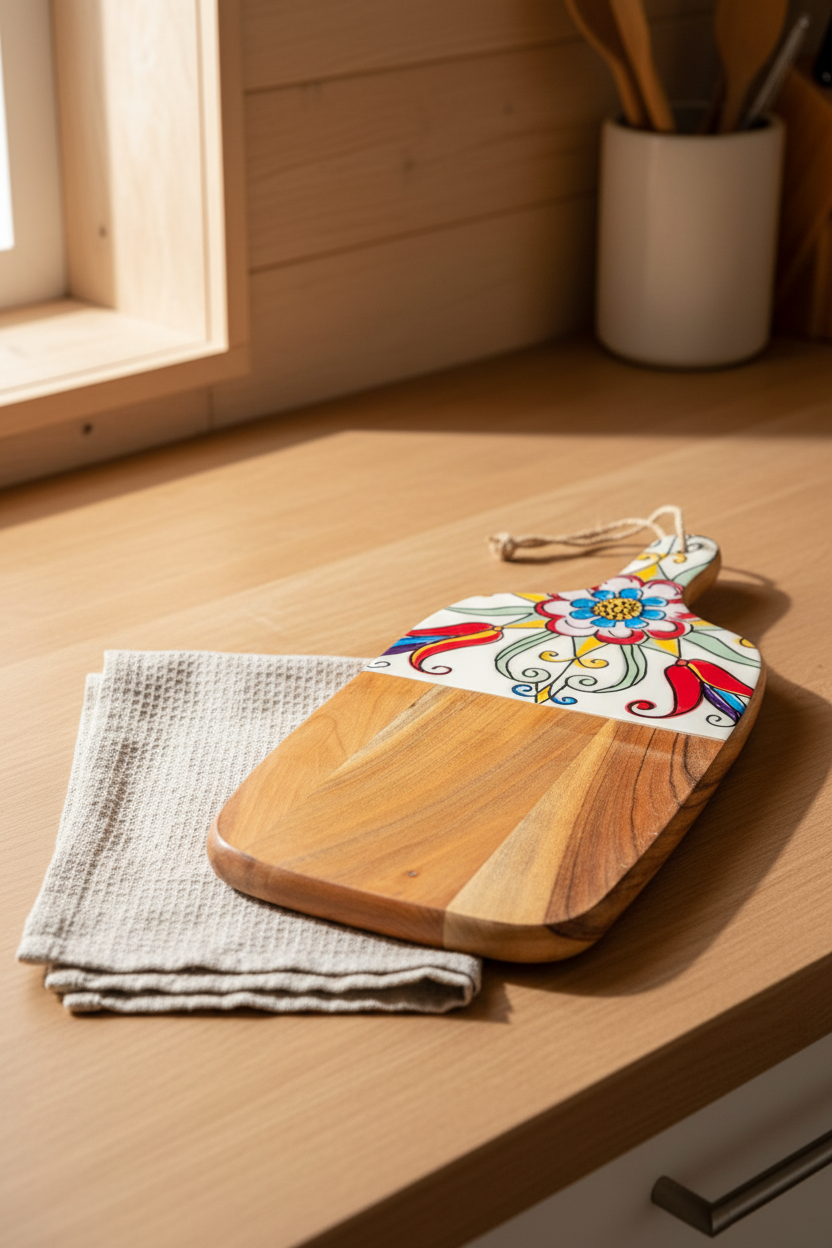 Gura - Dikdörtgen Kesme Tahtası Lale