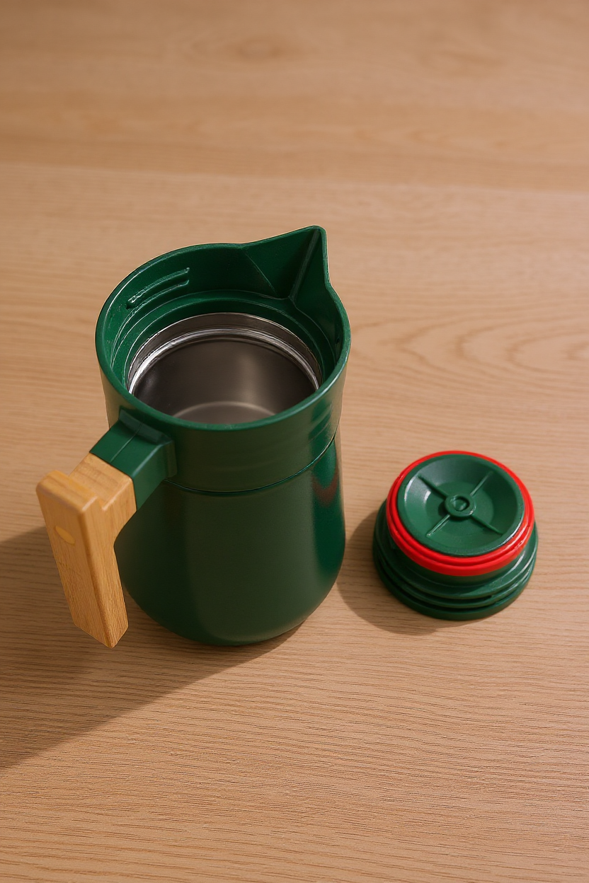 North - Bambu Saplı Çelik Termos Yeşil 1,5 Litre