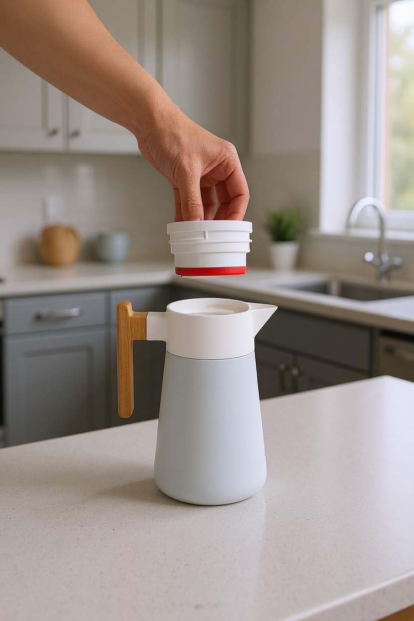 North - Bambu Saplı Çelik Termos Beyaz 1,5 Litre